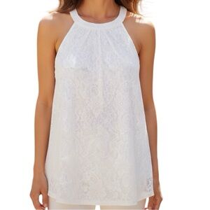 Cable & Gauge Top NWT Halter Lace Overlay White See Note Size Medium